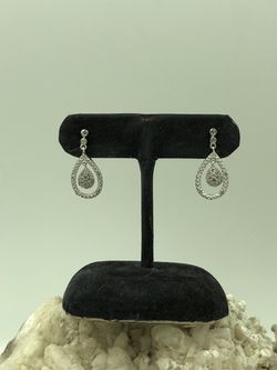 925 STER Silver .30 Carat Diamond Double Teardrop Earrings