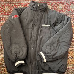 Vintage Reebok Oakland Raiders Jacket Black And Silver Mens Size XL, Las Vegas, Los Angeles, Jacobs, Bo Jackson, Adams, Carr 
