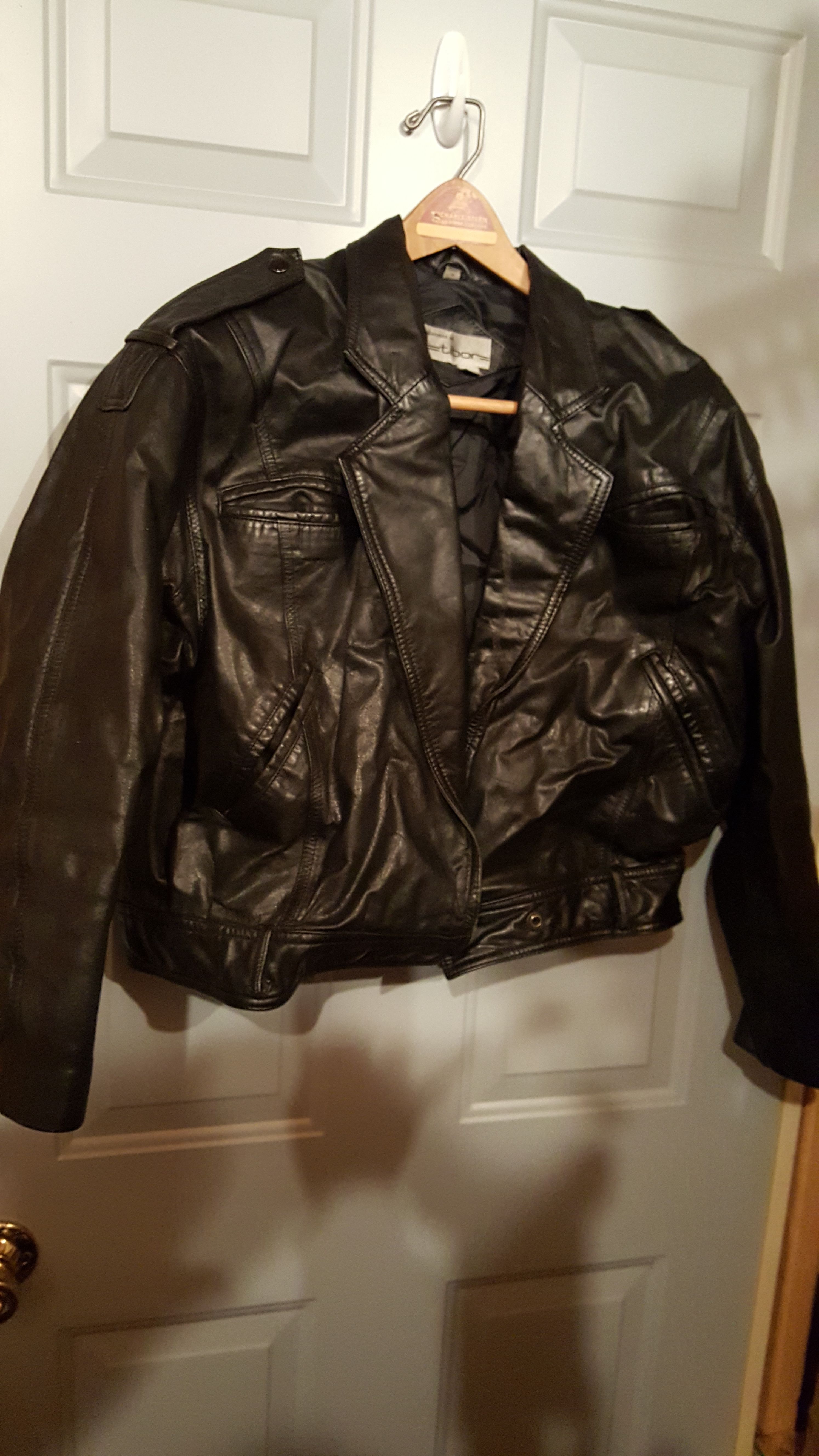 Ladies black leather jacket size medium