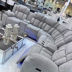 Power Reclining Sectional In Stock For Fast Delivery 