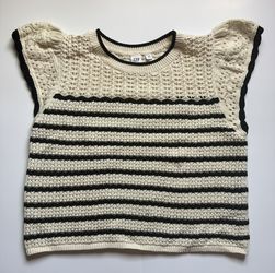 Gap crochet blouse with black and cream stripes