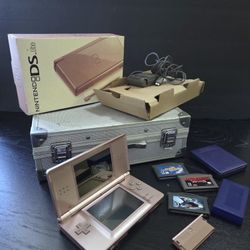 NINTENDO DS LITE METALLIC ROSE  LOT **read Description**