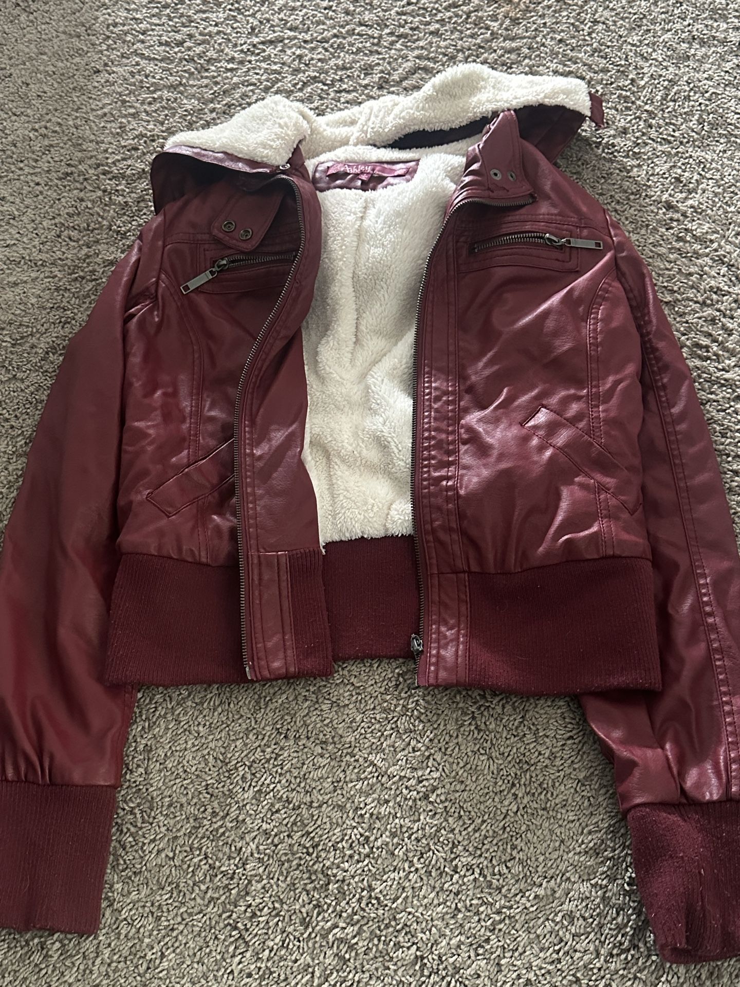 Large red leather jacket