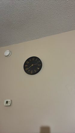 Round Black Wall Clock Gold Numbers