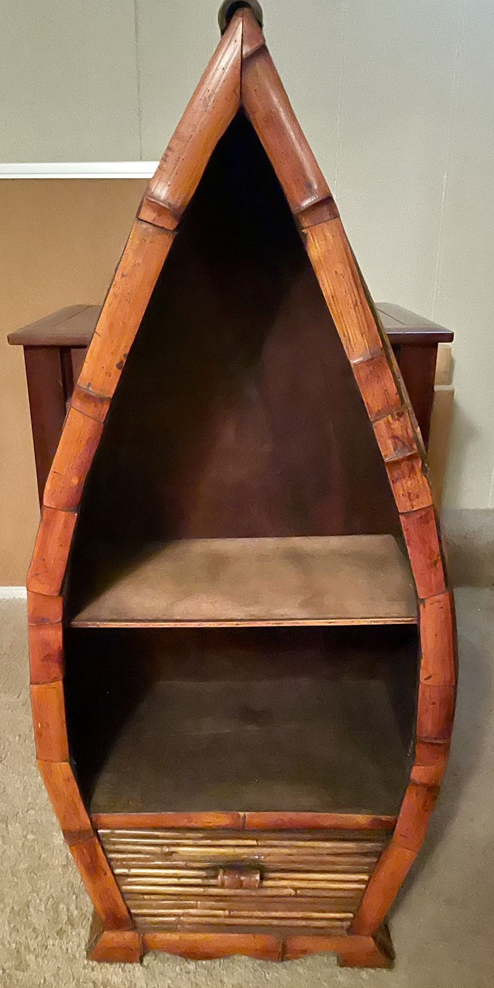 Cute Canoe Shaped Wood Bookcase