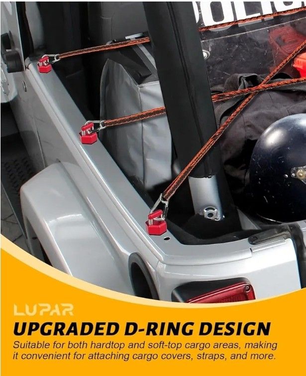 Quick Removal Thumb Screw with D Ring, Aluminum Alloy Hardtop Bolts Compatible with Jeep Wrangler JK JKU JL JLU JT, Red(6 PCS)