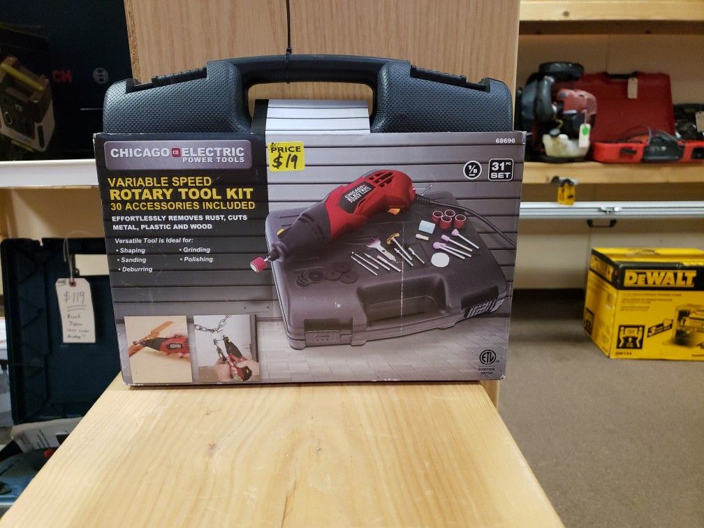 NEW Chicago Electric Variable Speed Rotary Tool Kit