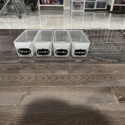 Set of Storage Bins and Wire Basket