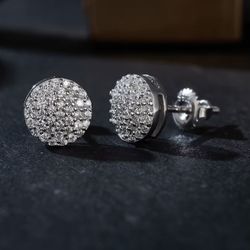 Moissanite Stone Round Cluster VVS1 Earrings