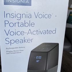 Insignia voice portable voice activated speaker with google assistant Bluetooth and five hour rechargeable battery