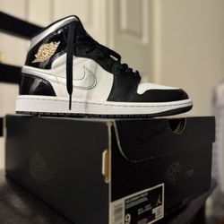 Nike Air Jordan 1 Mid SE Men's Size 9 Black/Metallic Silver-White, HV0789-010