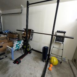 Squat Rack + Bench + Bar - disassembled and ready to go  