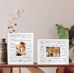 Egofine 11x14 photo frame made of solid wood 4 pieces with white plexiglass cover - suitable for tabletop and wall mounting 8x10 or 5x7 White 