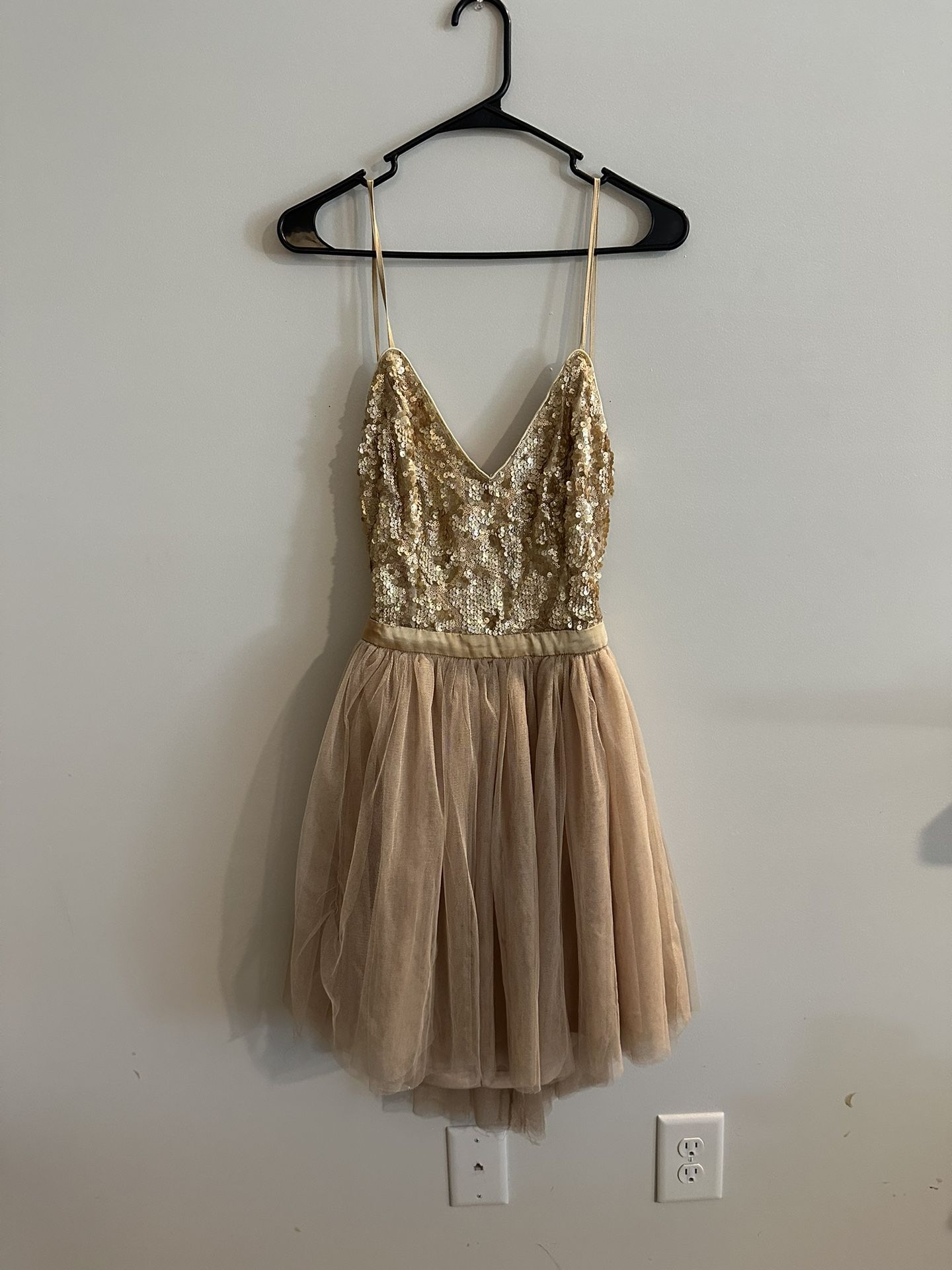Gold Sequin Backless Dress