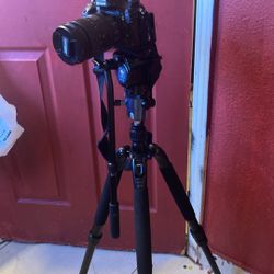 Nikon Fix Camera With A Nikon Af-s Nikkor 28-300mm 1.35-5.6g Camera Lens And A Siri I Camera Stand