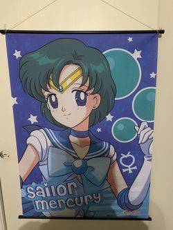 Toei Animation Sailor Moon - Sailor Mercury fabric poster- Naoko Takeuch/PNP Made in Taiwan GE84001