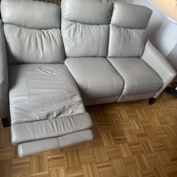 Gray Leather Couch 