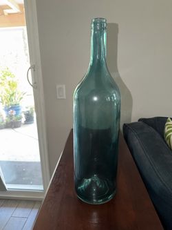 Large Blue Glass Decorative Bottle/Vase