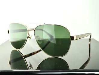 Gucci Aviator Sunglasses in Gold/Havana with Green Lens