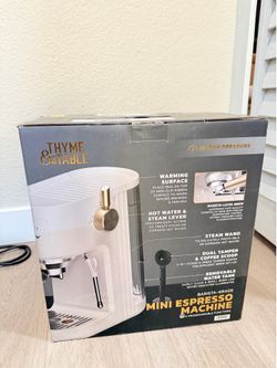 Thyme & Table Barista Mini Espresso Machine with 15-Bar Pressure - Sand White