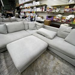 Fabric Sectional With Ottoman 