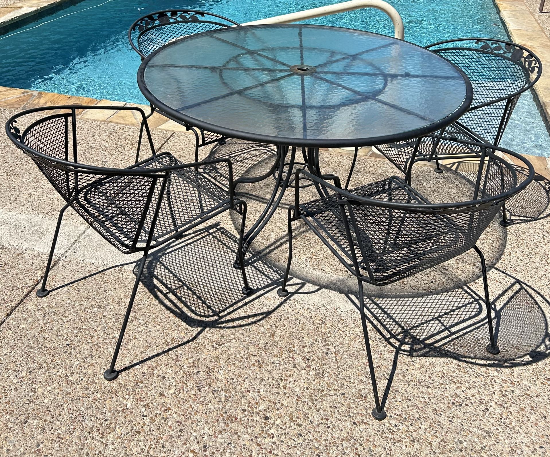 Wrought Iron Patio Table with 4 Garden Chairs