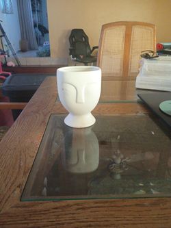 White Ceramic Face Planter Vase
