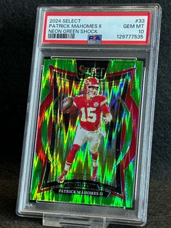 2024 Select 💥 Patrick Mahomes 💥 Neon Green Shock /599 PSA 10 💎 Mint - Kansas City Chiefs