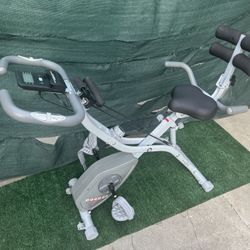 POOBOO 4 In 1 Folding Exercise Bike 8 Levels Magnetic Resistance Attachment For Arm Curls Etc