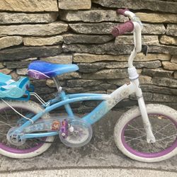 Disney Girls Frozen Elsa 16 Inch Bike With Kick Stand From Huffy