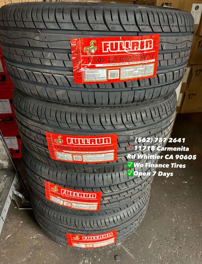 235/40/19 FULLRUN Set of Tires Installed and Balanced Set de Llantas Nuevas Instaladas y Balanceadas