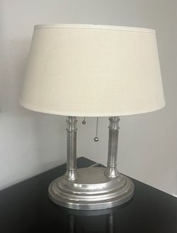 Vintage Pottery Barn Twin Column Table Lamp - Brushed Metal
