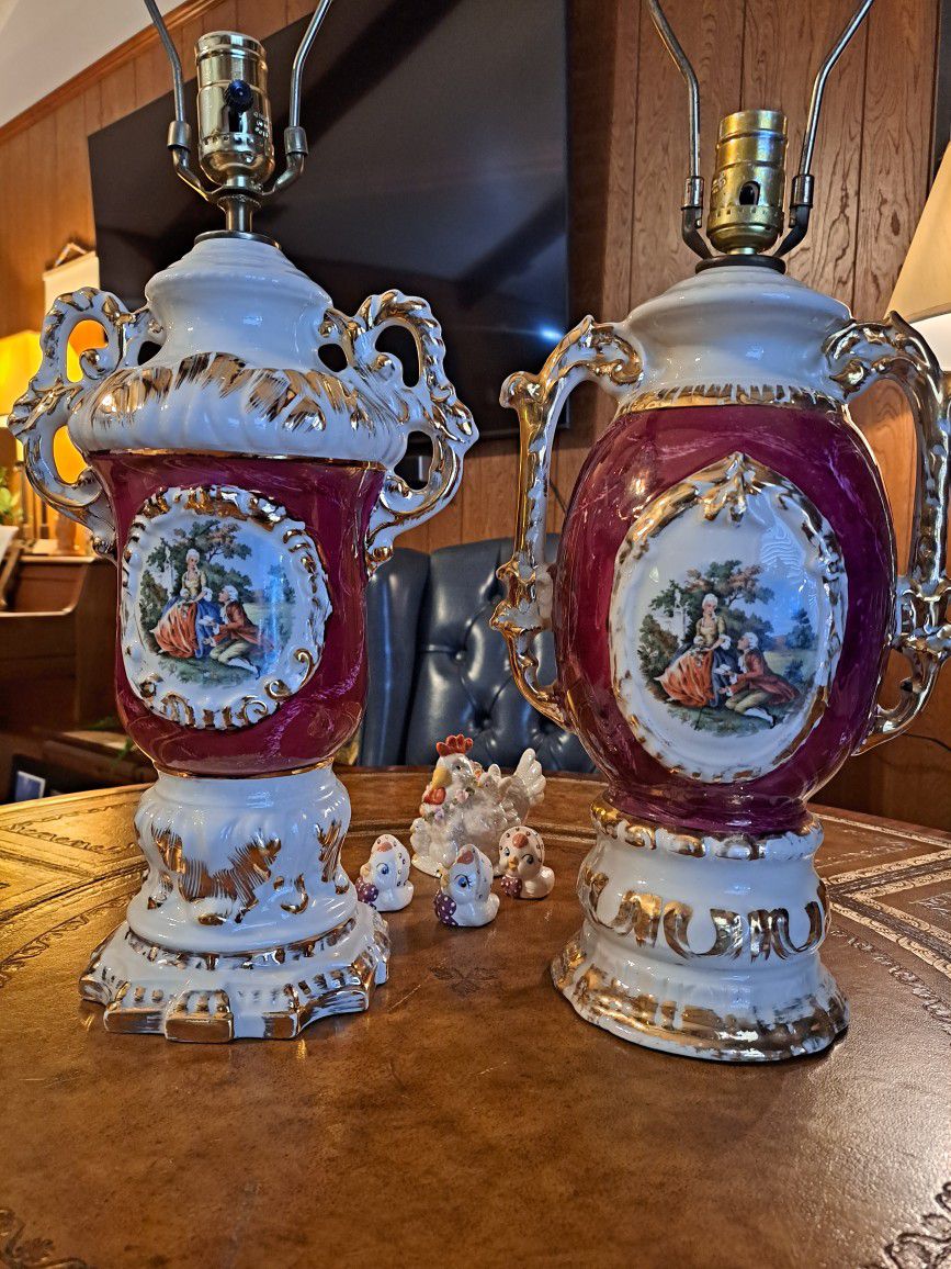 george and martha vintage porcelain lamps