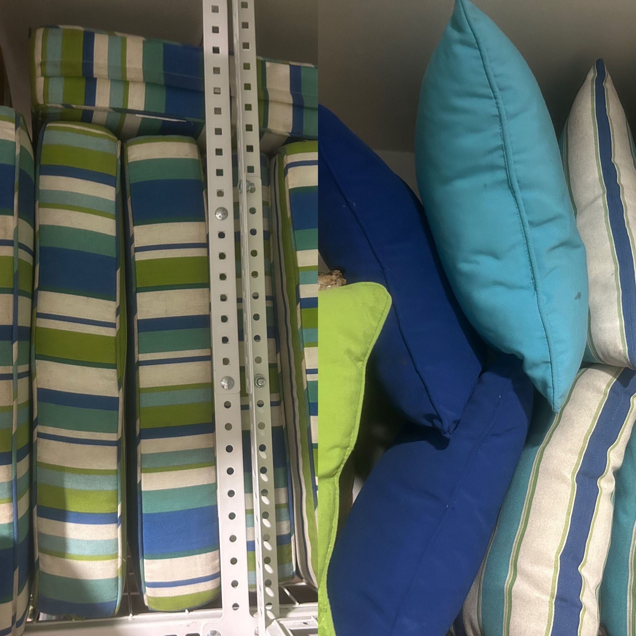 Set Of Sectional Cushions (6- 22”X22”) And Throw Pillows (12- 16” x16”)