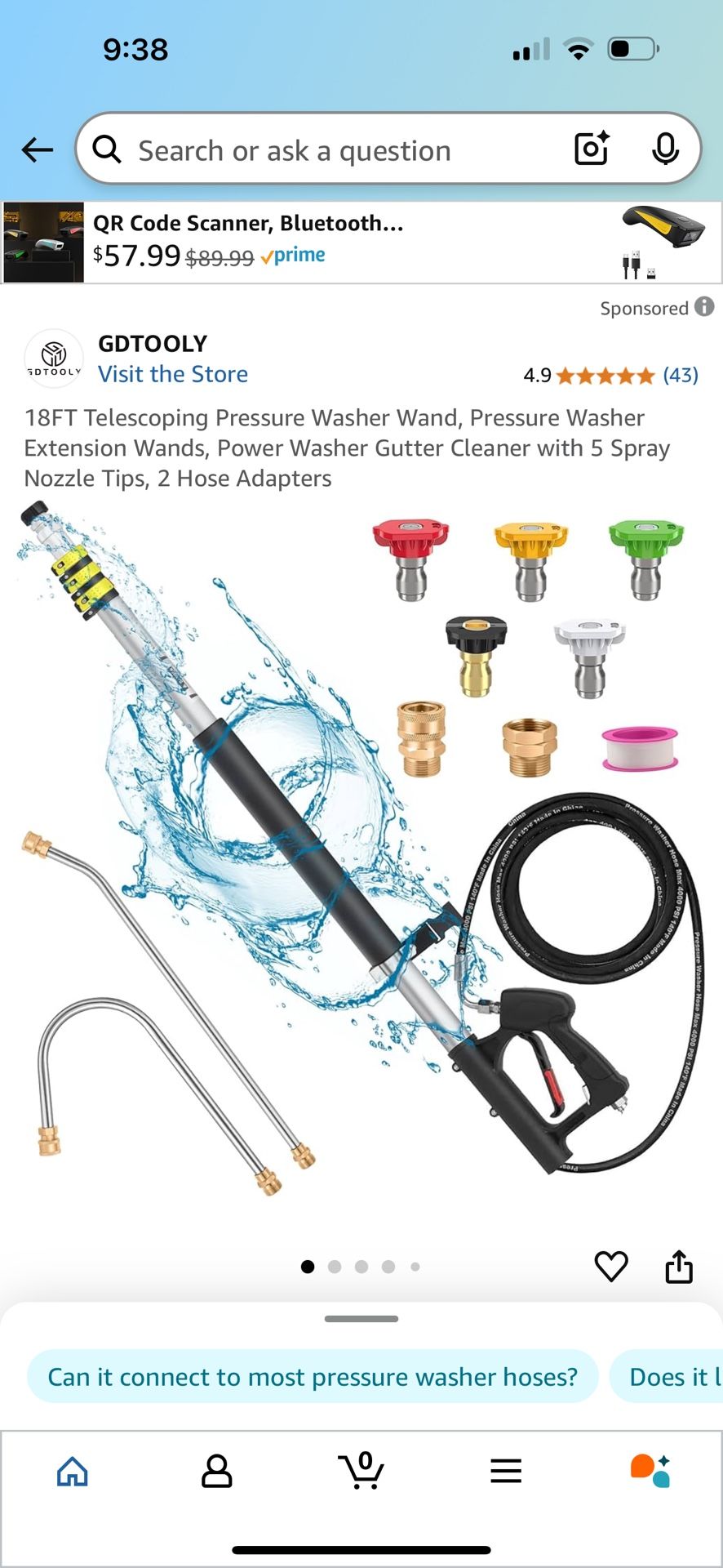 18FT Pressure Washer Extension Wand