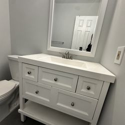 36 Inch White Bathroom Vanity And Mirror 