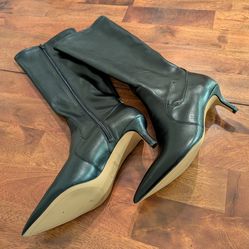Designer knee high leather boots
