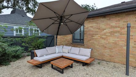 Outdoor furniture and umbrella