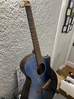 Ibanez blue acoustic-electric guitar, pickup needs replacing, or best offer