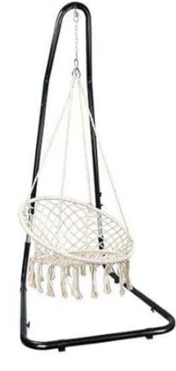 Hammock Metal Stand and Metal Chair (boho Style) with Large thick Cushion.