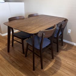 Matching Wood Dining Table And 4 Chair Set 
