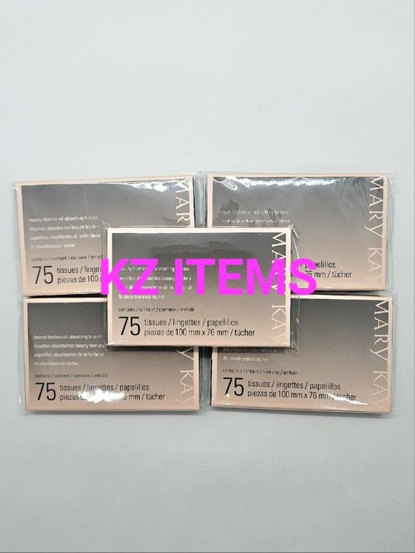 (LOT OF 5) Mary Kay Beauty Blottters Oil Absorbing Tissues Each Pack 75 Sheets