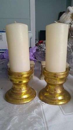 Candles on Gold Base. 10 1/2 inches high.