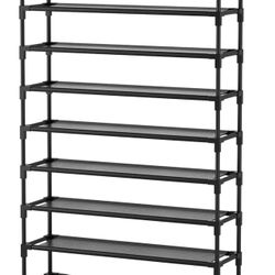 VTRIN 10-Tier Shoe Rack - Large Capacity 50 Pair Organizer with Two Hooks - Sturdy Metal Shoe Shelf for Entryway, Closet, Bedroom