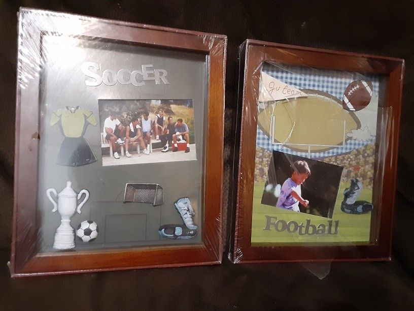 New In Package Football And Soccer Shadow Boxes $10 For Both