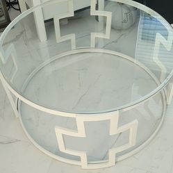 White And Glass Frostine Table