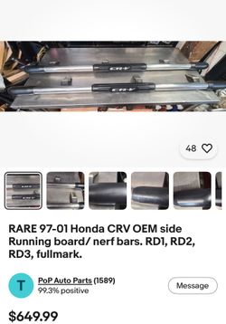 RARE 97-01 Honda CRV OEM side Running board / nerf bars. RD1, RD2, RD3, fullmark. T PoP Auto Parts (1534)