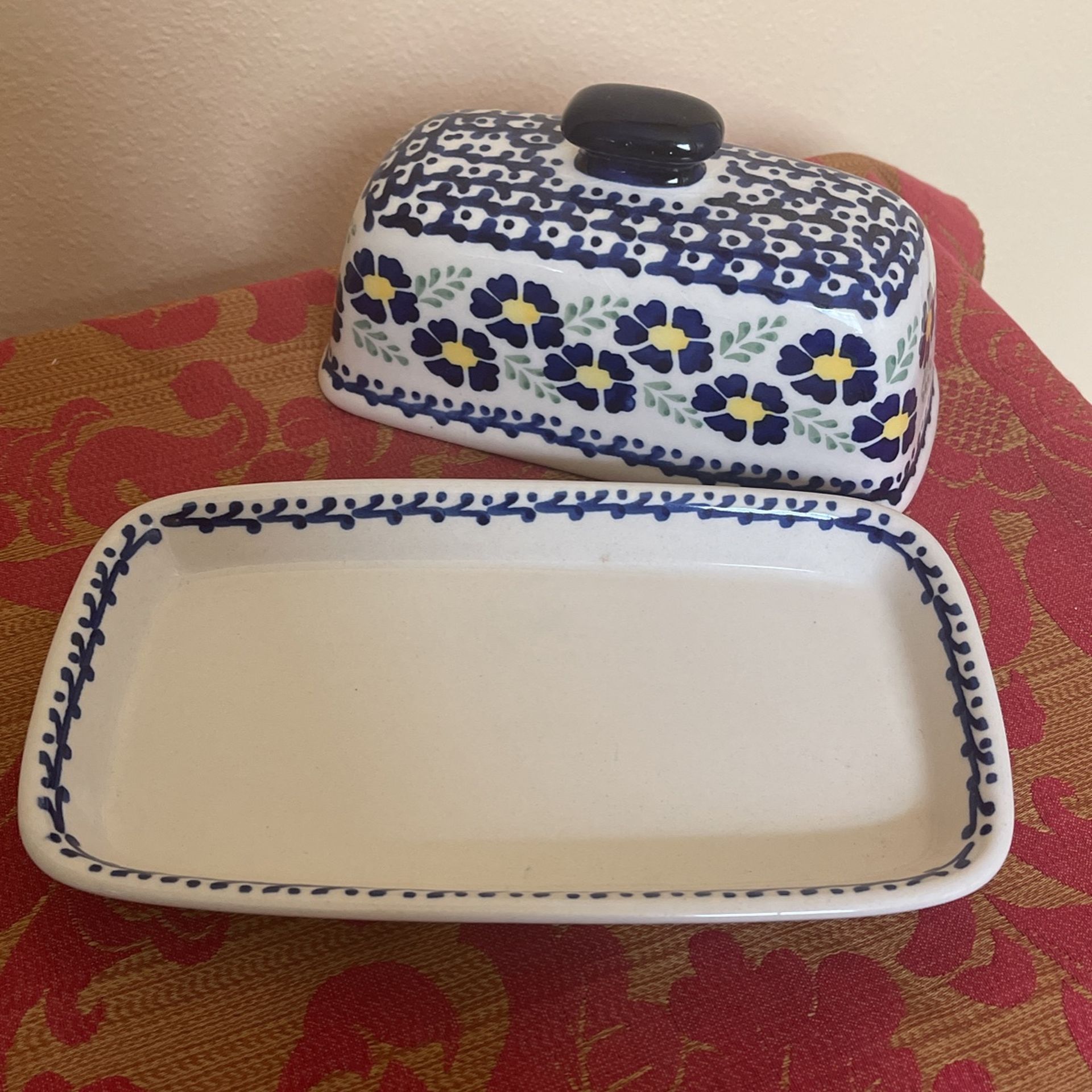 Vintage Polish ceramic butter dish