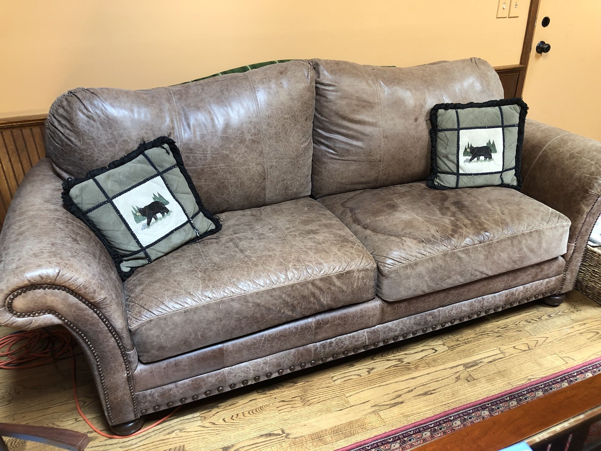 Rustic Leather SOFA as is