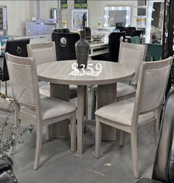 Elegant 5-Pc Light Gray Dining Table Set